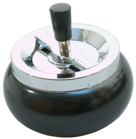 22393 Пепельница вращающаяся хром/черная металлик 130 мм фото