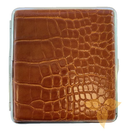 21489 Портсигар FARO д/20 сиг 80мм, иск кожа, коричневый кроко фото