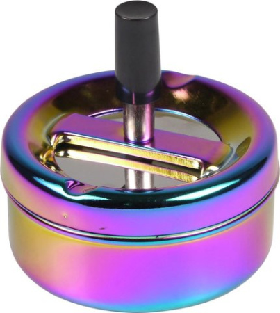 22378 Пепельница вращающаяся радужная блестящая 90 мм фото