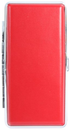 06336 Портсигар д/12 сиг, красная кожа, 120 мм фото