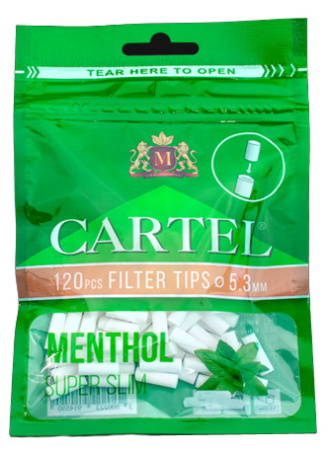 Сигарет.фильтры CARTEL SUPER SLIM MENTHOL 15mm X 5.3mm (x120шт) фото