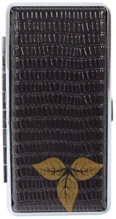 06337 Портсигар д/12 сиг, коричн кожа, 120 мм фото