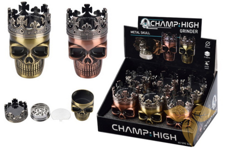 590348 Измельчитель для табака металл "SKULL" (3 части, 75мм) фото