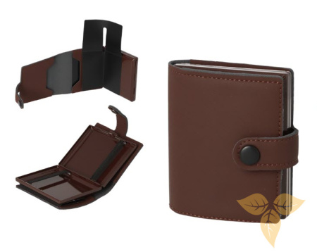 801455 Портсигар ANGELO д/20 сигарет, иск.кожа,корич, отдел для карт+бумажник фото