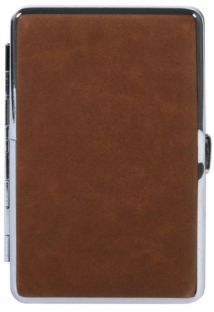 06396 Портсигар д/12 сиг, коричневая иск кожа, 100 мм фото