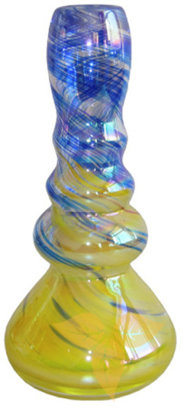 26031 Трубка курительная стекло желтая/синяя 23 см фото