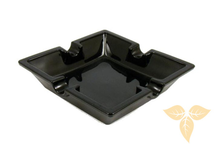 424000 Пепельница для 4-х сигар стекло черная 16х16х4см фото