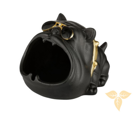 401026 Пепельница настольная керамическая черная "Crazy Dog" 14.5x11.5x9.5cm фото