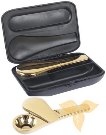 31340 Трубка курительная металл золотая фото