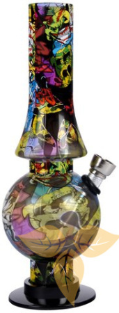 31903 Трубка курительная пластик золотая/красная, "Graffiti", 20 cm фото