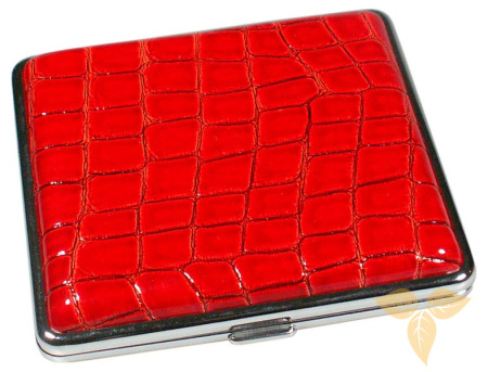 06344 Портсигар д/20 сиг, красный кроко , 80 мм фото