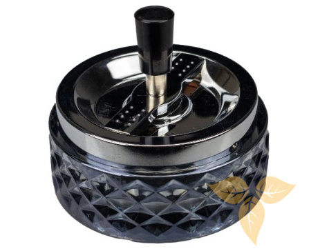 37016 Пепельница вращающаяся стекло синяя 115 мм фото