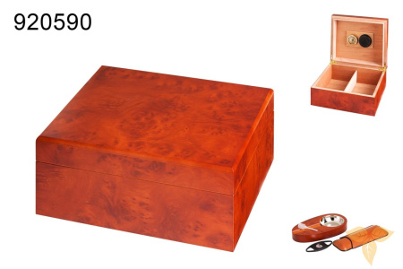 92059A Набор хумидор+пепельница д/сигар+гильотика+футляр26х22х11 фото