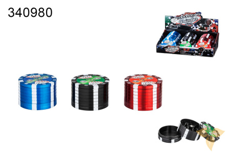 34098A Измельчитель для табака металл, 3 цвета (3 части) фото